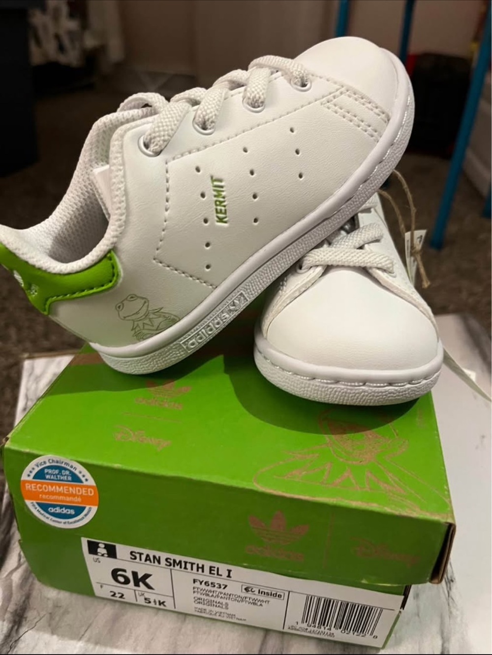 adidas Kids White & Green Stan Smith Kermit Sneakers